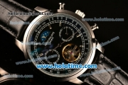 Patek Philippe Grand Complication Asia R10-Tourbillon Automatic Steel Case with Black Dial Stick Markers and Black Leather Strap