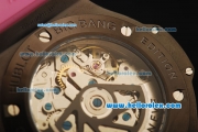 Hublot Big Bang Chronograph Swiss Valjoux 7750 Automatic Movement PVD Case with Pink Diamond Bezel and Pink Rubber Strap