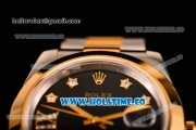 Rolex Datejust II Asia 2813 Automatic Steel/Yellow Gold Case with Diamonds Markers and Black Dial