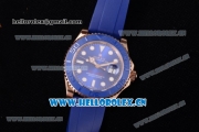 Rolex Yacht-Master 40 Miyota 8215 Automatic Rose Gold Case with Blue Dial and Dot Markers Blue Rubber Strap