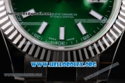 Rolex Datejust II Clone Rolex 3135 Automatic Stainless Steel Case/Bracelet with Green Dial and Stick Markers