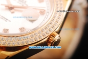 Rolex Day Date II Automatic Movement Full Rose Gold with Double Row Diamond Bezel - Diamond Markers and White Dial