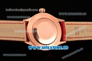 Rolex Cellini Time Asia 2813 Automatic Rose Gold Case with Rose Gold Stick Markers and Black/Red Dial