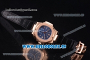 Patek Philippe Nautilus Clone PP 315 Automatic Rose Gold Case with Blue Dial Stick/Arabic Numeral Markers and Black Leather Strap (BP)