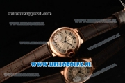 Cartier Ballon Bleu De Medium Swiss ETA 2671 Automatic Rose Gold Case Silver Dial Roman Numeral Markers and Brown Genuine Leather Strap - 1:1 Original