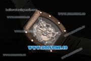 Richard Mille RM 055 Bubba Watson Tourbillon Manual Winding PVD Case with Skeleton Dial Dot Markers and Red Inner Bezel