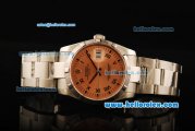 Rolex Oyster Perpetual Date Automatic Movement ETA Coating Case with Orange Dial and Black Roman Numerals