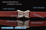 Cartier Tank Enlacée Swiss Quarz Steel Case with Silver Dial and Red Leather Strap