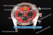 Scuderia Ferrari Chronograph Miyota OS20 Quartz Steel Case with Red Dial Black Leather Strap and Silver Arabic Numeral Markers