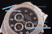 Rolex Daytona Swiss Valjoux 7750-SHG Automatic Diamond Bezel with Black Dial and Diamond Markers