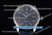 IWC Ingenieur Clone IWC 52010 Automatic Steel Case with Blue Dial Stick Markers and Blue Leather Strap