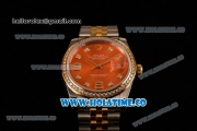 Rolex Datejust Asia Automatic Yellow Gold/Steel Case with Diamonds Bezel Red Dial and Diamonds Markers (BP)