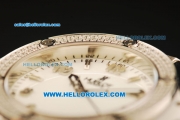 Hublot Big Bang Swiss Quartz Movement Steel Case with Diamond Bezel and White Rubber Strap