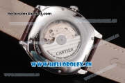 Cartier Drive de Cartier Asia ST16 Automatic Steel Case with Silver Dial Roman Numeral Markers and Brown Leather Strap