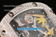 Richard Mille RM026-01 Miyota 6T51 Automatic Diamonds/Steel Case with Diamonds Panda Dial and Black Rubber Strap