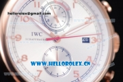 IWC Portugieser Yacht Club Asia ST25 Automatic Rose Gold Case with Silver Dial Arabic Numeral Markers and Brown Leather Strap