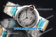 Cartier Ballon Bleu De Large Asia 2813 Automatic Two Tone Case/Bracelet with Silver Dial and Roman Numeral Markers