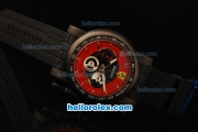 Ferrari Chronograph Quartz Movement 7750 Coating Case with Black/Red Dial and Black Rubber Strap