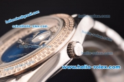 Rolex Day-Date Oyster Perpetual Automatic Full Diamond Bezel with Blue and Diamond Dial,Roman Marking-Big Calendar