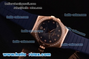 Omega Constellation Swiss ETA Quartz Rose Gold Case with Diamond Bezel and Blue Rubber Strap