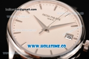 Patek Philippe Calatrava Swiss ETA 2824 Automatic Steel Case with Black Leather Strap White Dial and Stick Markers