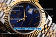 Rolex Datejust II Asia 2813 Automatic Two Tone Case/Bracelet with Dark Blue Dial and Roman Numeral Markers (BP)