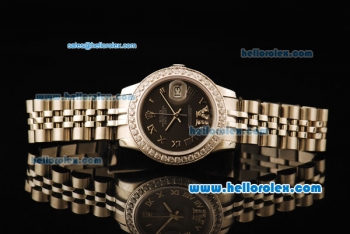 Rolex Datejust Automatic Movement ETA Coating Case with Chocolate Dial and Diamond Bezel