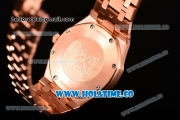 Audemars Piguet Royal Oak 33MM Miyota Quartz Rose Gold Case/Bracelet with Black Dial Stick Markers and Diamonds Bezel (EF)