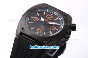 Bell & Ross BR 02 Automatic Movement PVD case with Black Dial and Orange Marking
