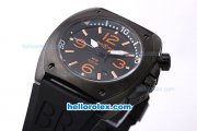 Bell & Ross BR 02 Automatic Movement PVD case with Black Dial and Orange Marking Bell & Ross BR 02 Automatic Movement PVD case with Black Dial and Orange Marking