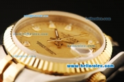 Rolex Datejust Automatic Movement ETA Coating Case with Gold Dial and Gold Bezel-Two Tone Strap