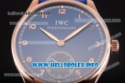 IWC Portuguese Asia 6497 Manual Winding Rose Gold Case with Blue Dial and Arbaic Numeral Markers
