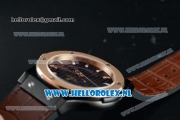 Hublot Classic Fusion Miyota 9015 Automatic Rose Gold Case with Black Dial Stick Markers and Brown Genuine Leather Strap