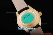 Rolex Datejust Automatic Smooth Gold Case with Ocean Blue Dial-Black Leather Strap