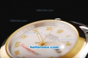 Rolex Datejust II Oyster Perpetual Automatic Movement Two Tone with Gold Bezel-White Dial and Gold Roman Markers