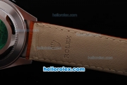 Rolex Datejust Working Chronograph Automatic Movement with Black Dial-Brown Leather Strap