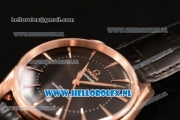 Omega De Ville Tresor Master Co-Axial Clone Omega 8801 Automatic Rose Gold Case with Black Dial and Black Leather Strap - 1:1 Original