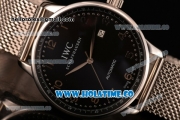 IWC Portugieser Asia 2813 Automatic Full Steel with Black Dial and Silver Arabic Numeral Markers