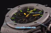 Hublot Aero Bang Niemeyer Swiss Valjoux 7750 Automatic Movement Steel Case with Black Skeleton Dial and Green/Yellow Markers/Hands