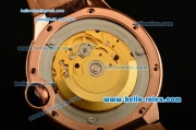 Cartier Ballon Bleu De Swiss ETA 2836 Automatic Rose Gold Case/Bezel with Brown Leather Strap Brown Dial Roman Markers