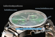 IWC Portuguese Chrono Miyota Quartz Full Steel with Green Dial and Arabic Numeral Markers