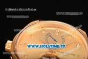 Patek Philippe Calatrava Tourbillon Swiss ETA 2824 Automatic Yellow Gold Case with Diamonds Markers and Gold Dial