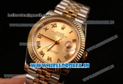 Rolex Datejust 37mm Swiss ETA 2836 Automatic Two Tone with Gold Dial and Roman Markers