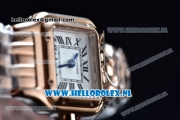 Cartier Santos 100 Japanese Miyota Quartz Rose Gold Case with White Dial Roman Numberal Markers and Rose Gold Bracelet