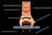 Cartier Rotonde De Miyota Quartz Rose Gold Case/Bracelet with Brown Dial and Diamonds Bezel