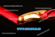 Rolex Cellini Time Asia 2813 Automatic Yellow Gold Case White Dial Red Leather Strap and Stick/Roman Numeral Markers