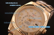 Rolex Sky-Dweller Asia 2813 Automatic Gold Case/Strap with Grey Dial and Roman Numeral Hour Markers