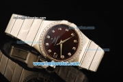 Omega Constellation Swiss ETA 2892 Automatic Movement Full Steel with Brown Dial and Diamond Markers/Bezel