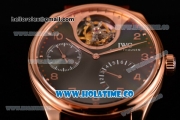 IWC Portuguese Tourbillon Mystere Swiss Tourbillon Automatic Rose Gold Case with Black Dial Rose Gold Arabic Numeral Markers and Brown Leather Strap (FT)