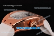 Richard Mille RM 007 Miyota 9015 Automatic Rose Gold Case with Skeleton Dial Arabic Numeral Markers and White Rubber Strap (K)
